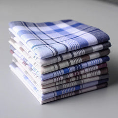 5PCS Men’s Classic Plaid Cotton Handkerchief Set 38x38cm