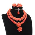 Dudo 2023 African Jewelry Set – Coral & Crystal Beaded Necklace for Women
