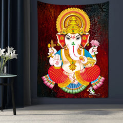 Indian God Ganesha Art Wall Tapestry Lord Ganesha Vinayaka Ganapati Statue Buddha Painting Religion Art Golden Elephant Decor