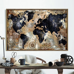 SELFLESSLY ART-Vintage World Map Canvas Painting, Wall Pictures, Living Room Posters and Prints, Modern Art, Home Wall Decor