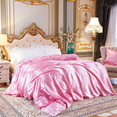 Luxury Satin Duvet Cover Single Double Full Queen Size Quilt Cover Home Comfortable Solid Color Bedding