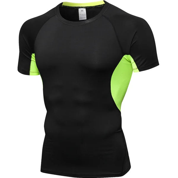 Summer Breathable Mesh Patchwork Running T-Shirts Men Quick Dry Elastic Short Sleeve Tops Fitness Gym Sports Rashguard Customize