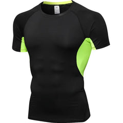 Summer Breathable Mesh Patchwork Running T-Shirts Men Quick Dry Elastic Short Sleeve Tops Fitness Gym Sports Rashguard Customize