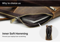 CONTACT'S FAMILY Men Briefcase Genuine Leather Laptop Bag For Air 13 M1 M2 M3 M4 Macbook Pro 14 Macbook 15 16 inch Handbag Tote