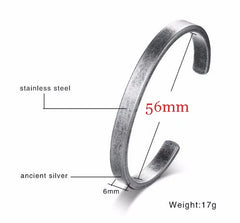 MEN TWISTED C BANGLE WITH SMALL WRIST MOBIUS BRACELET ANTIQUE SILVER COLOR STACKING CUFF BANGLE STAINLESS STEEL UNISEX JEWELRY