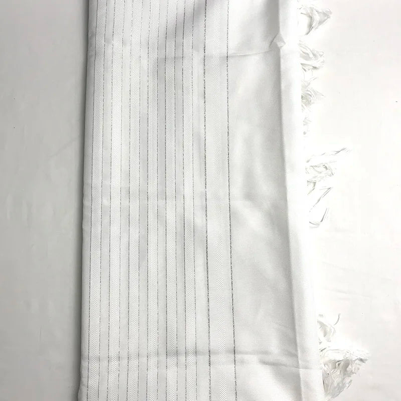 Judaica Israel Jewish Talit White Polyester Large Size Prayer Shawl Tallit With Bag 140x190cm