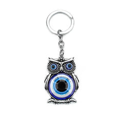 Blue Evil Eye Owl Lucky Charm Car Key Chain Protection Tassel Hanger Crystals Car Key Chain Fashion Jewelry Gift Car Accessories