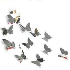 12Pcs/lot 3D Butterfly Mirror Wall Art Sticker Decor Wall Art Removable Wedding Decoration Kids Room Home Decor Mirror Art