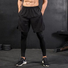 Men's Running Pants Compression Sport Tights 2 In 1 Quick Dry Fitness Gym Leggings Male Sportswear Workout Training Bottoms