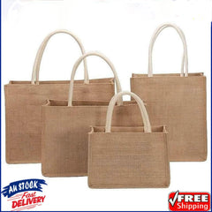Fashion Burlap Tote Bag – Reusable Jute Beach & Shopping Bag