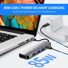 USB C Hub Splitter to 4K HDMI-Compatible USB 3.0 Type C Adapter SD TF Docking Station for MacBook iPad Samsung S22 Dex Laptop