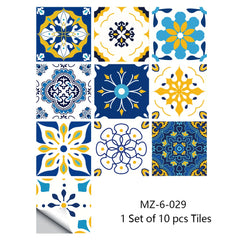 10pcs Retro Pattern Matte Surface Tiles Sticker Transfers Covers for Kitchen Bathroom Tables Floor Hard-wearing Art Wall Decor