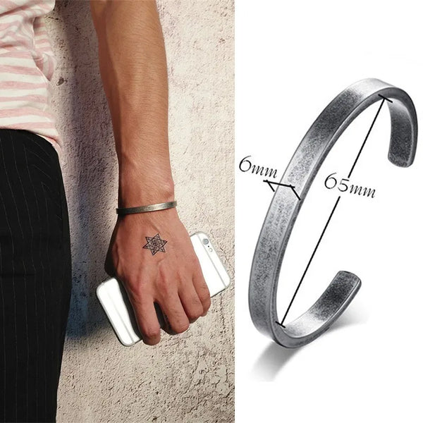 Vnox Oxidized Antique Stainless Steel Bangle for Women Men,Vintage Simple Basic Unisex Cuff Bracelet,Solid Metal Viking Jewelry