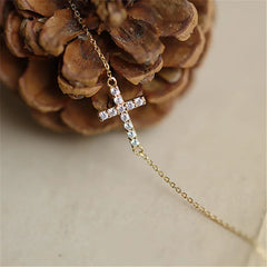 Timeless Classic Inlaid Zircon Cross 925 Sterling Silver 14K Gold Plated Thin Bracelet for Women Party Jewelry Gifts