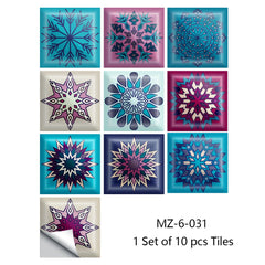 10pcs Retro Pattern Matte Surface Tiles Sticker Transfers Covers for Kitchen Bathroom Tables Floor Hard-wearing Art Wall Decor