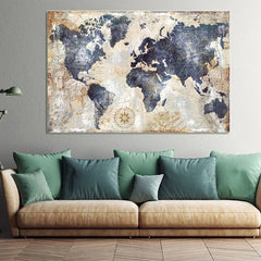 SELFLESSLY ART-Vintage World Map Canvas Painting, Wall Pictures, Living Room Posters and Prints, Modern Art, Home Wall Decor