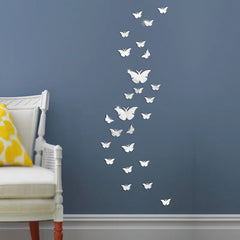 12Pcs/lot 3D Butterfly Mirror Wall Art Sticker Decor Wall Art Removable Wedding Decoration Kids Room Home Decor Mirror Art