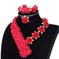 Dudo 2023 African Jewelry Set – Coral & Crystal Beaded Necklace for Women