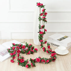 2.2 Meters Rose Artificial Flowers Christmas Garland for Wedding Home Room Decoration Spring Autumn Garden DIY Fake Plant Vine
