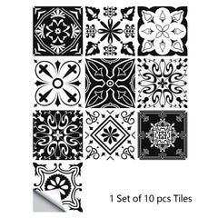 10pcs Retro Pattern Matte Surface Tiles Sticker Transfers Covers for Kitchen Bathroom Tables Floor Hard-wearing Art Wall Decor