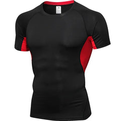Summer Breathable Mesh Patchwork Running T-Shirts Men Quick Dry Elastic Short Sleeve Tops Fitness Gym Sports Rashguard Customize