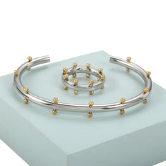 Luxury Stainless Steel Jewelry Set – Bangle, Ring & Hoop Earrings