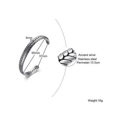 MEN TWISTED C BANGLE WITH SMALL WRIST MOBIUS BRACELET ANTIQUE SILVER COLOR STACKING CUFF BANGLE STAINLESS STEEL UNISEX JEWELRY