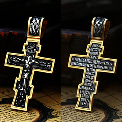 Jesus Cross Men's  Stainless Steel Crucifix Eastern Orthodox  Pendant Chain Necklace Jewelry BP8-515