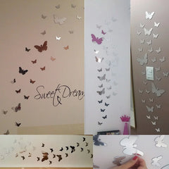 12Pcs/lot 3D Butterfly Mirror Wall Art Sticker Decor Wall Art Removable Wedding Decoration Kids Room Home Decor Mirror Art