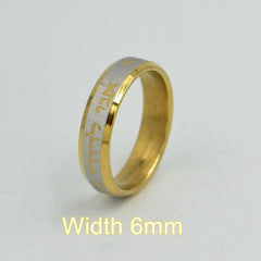 Israel Hebrew Etched Carving Engraved Stainless Steel Rings Fashion Jewelry