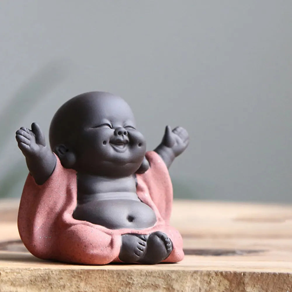 Ceramic Maitreya Buddha Tea Figurine – Zen Monk Decor Decorative accessories