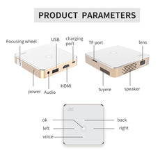 Smartldea DLP HD Mini Projector Built-in Rechargeable Battery Portable Egg Size for Home Office Outdoor Camping Pico Projectors