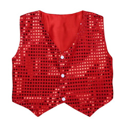 Kids Girls Boys Shiny Sequins Vest Waistcoat Hip-hop Jazz Street Dance Stage Performance Costume Musical Festival Tank Tops