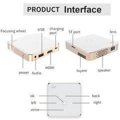 Smartldea New Mini DLP HD Projector Support 1080p Built-in Battery Capacity Wired Phone Mirroring Projector Home Theater Beamer