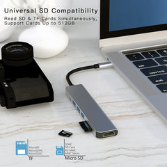 USB C Hub Splitter to 4K HDMI-Compatible USB 3.0 Type C Adapter SD TF Docking Station for MacBook iPad Samsung S22 Dex Laptop