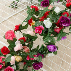 2.2 Meters Rose Artificial Flowers Christmas Garland for Wedding Home Room Decoration Spring Autumn Garden DIY Fake Plant Vine