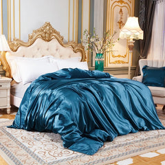 Luxury Satin Duvet Cover Single Double Full Queen Size Quilt Cover Home Comfortable Solid Color Bedding