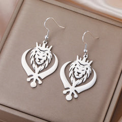 Dawapara Sikh Religious Symbol Earrings Shield Sikhism Punjabi Khanda Pendant Dangle Earrings Stainless Steel Jewelry