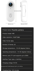  4K FHD Outdoor Sports Camera In Helmet Motorcycle Bike Thumb Size Snap Cam with Waterproof CaseFilming Bicycle Video Recording