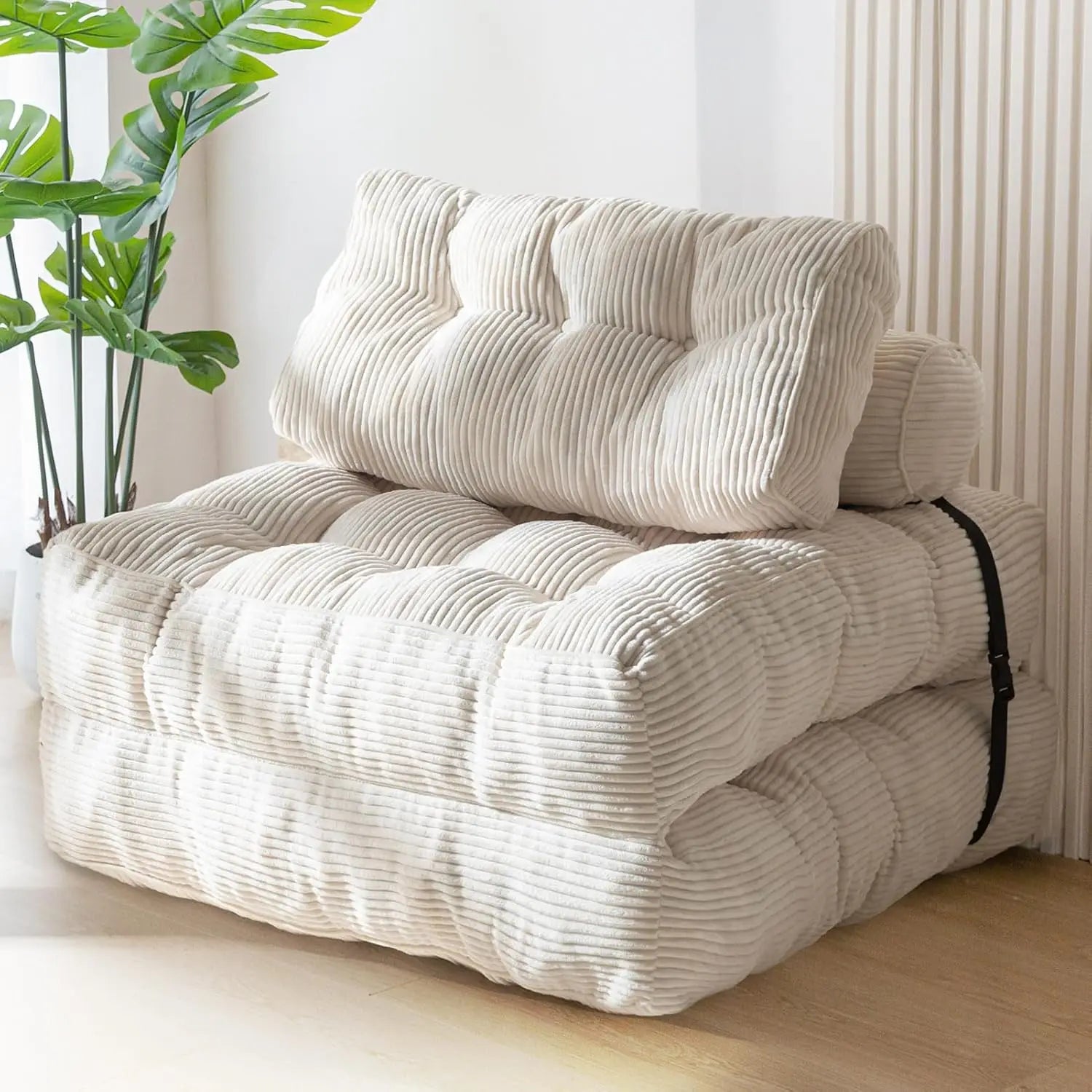 Folding Sofa Bed, Convertible Sleeper Chair with Pillow Foldable Matress, Portable Fold Out Chair Bed Comfy Floor Corner Sofa
 Lounge Living Room Furniture