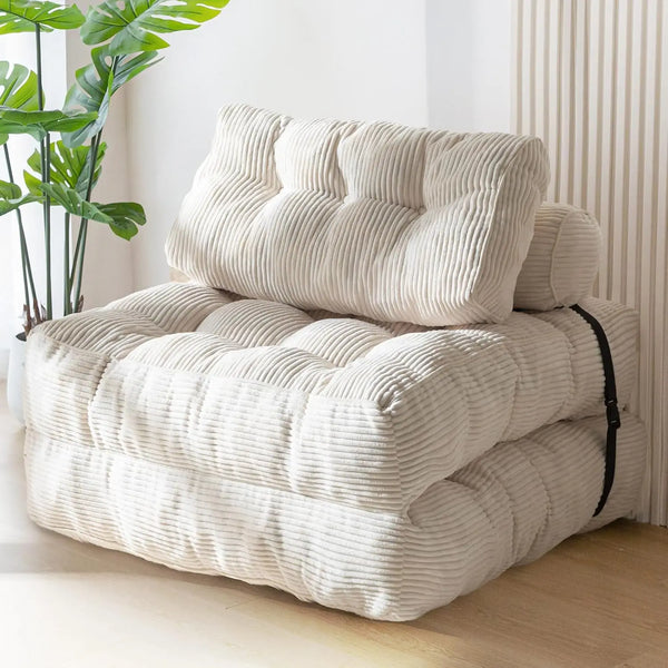 Folding Sofa Bed, Convertible Sleeper Chair with Pillow Foldable Matress, Portable Fold Out Chair Bed Comfy Floor Corner Sofa
 Lounge Living Room Furniture