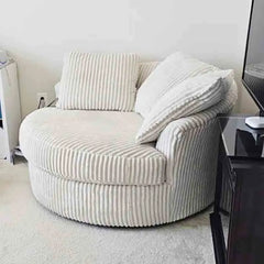 Lounge Lazy Movable Swivel Accent Sofa Chair with Wheels Comfy Soft Leisure Reading Chair Upholstered Cushion Recliner Sofa