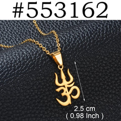 1PC/Tamil Aum Om Hinduism Indian Symbol Hindu Pendant Necklaces For Women Girls Stainless Steel India Religion Jewelry #552862