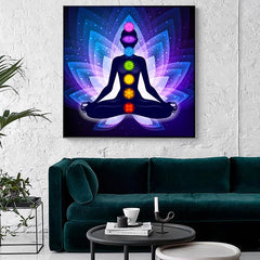 Canvas Painting Art Posters Prints Indian Buddha Meditation 7 Chakra Yoga Sports Wall Art Pictures for Living Room Bedroom Decor
