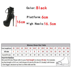 Liyke Sexy Buckle Strap 16.5 CM Extreme High Heels Platform Boots For Women Round Toe Cross Lace Up Party Club Stripper Shoes