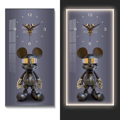 Fashionable Home Wall Decoration Cartoon Mickey Hanging Painting Creative Large Digital Clock LED Luminous Painting Wall Clock
