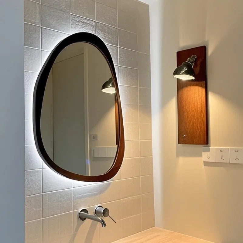 Irregular Wall Mirror Smart Bathroom Mirrors Decorative Fogless Makeup Mirror Vintage Bathrooms Full Body Mirrors with Light