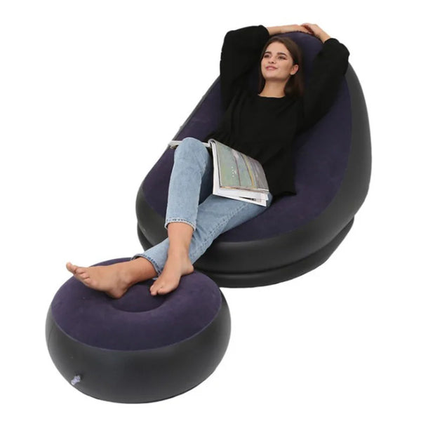 Inflatable Lazy Sofa Chair PVC Flocking Foldable Corner Sofa With  Lunch Lounge Chair Set Living Room Furniture