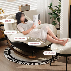 Modern Single Rocking Chair with Headrest Living Room Bedroom Cozy Chenille Lounge Chair Home Office Soft Relaxing Accent Chair Bar Stools & Counter Stools Kitchen & Dining Furniture