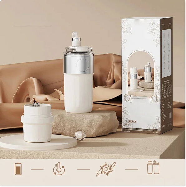 Insulated Juicer Double Layer Vacuum 304 Stainless Steel Juicers 350ml USB Charge Portable 26 Blades Strong Power Freesh Juicer